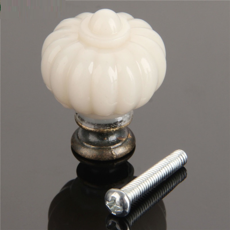 Furniture Joint Hardware - 1Pc อะคริลิคงาช้างสีขาวฟักทองมือจับประตูตู้ตู้ครัวตู้เสื้อผ้าลิ้นชักตู้เสื้อผ้าประตูดึงมือจับอุปกรณ์เหล็กเครื่องตกแต่งบ้าน