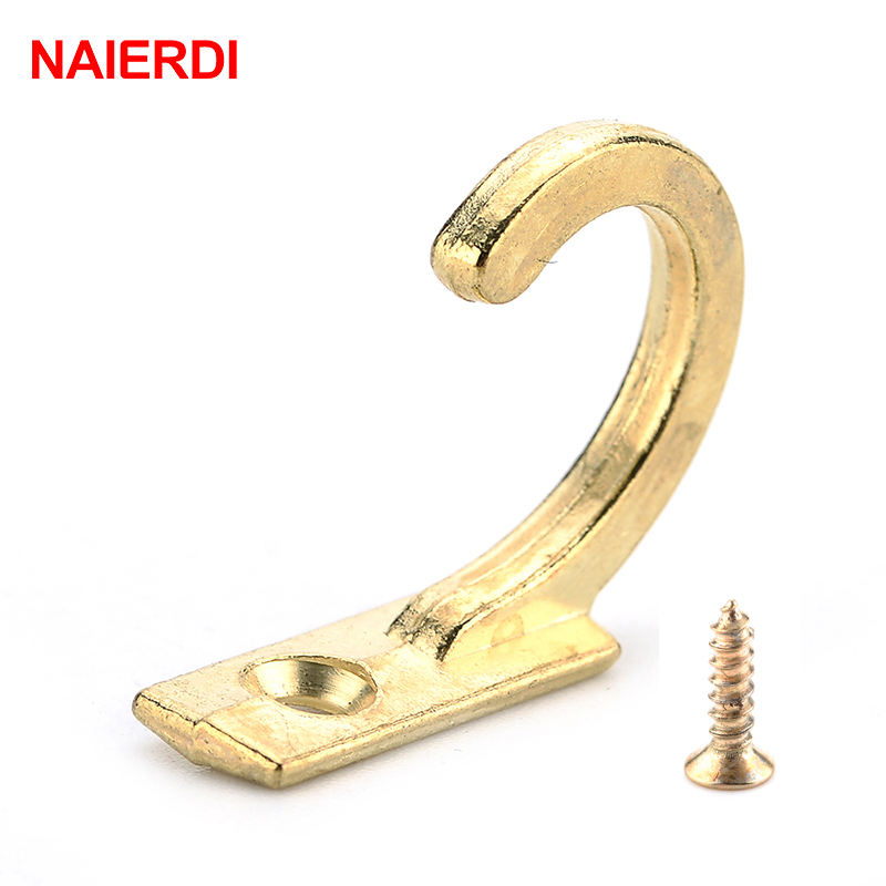 Furniture Hook Hardware - NAIERDI 10PCS ขนาดเล็กโบราณ Hooks แขวนผนังหัวเข็มขัดโค้งฮอร์นล็อค Clasp
