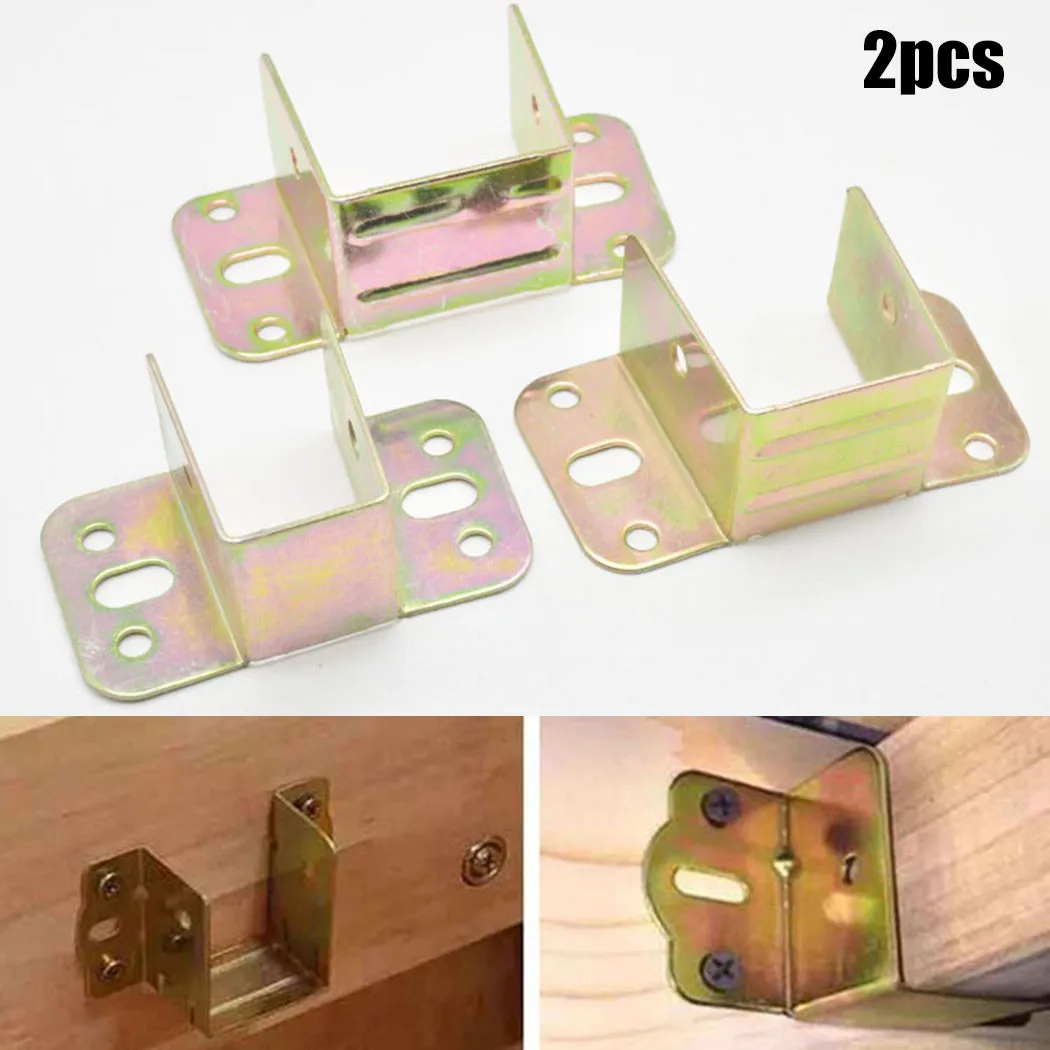 Furniture Hook Hardware - 2pcs U รูปโลหะวงเล็บเตียงเตียง Fixing เชื่อมต่อเฟอร์นิเจอร์ Rail