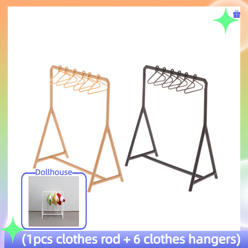Furniture Hook Hardware - 1/12 ราวแขวนเสื้อผ้า Garment Organizer แขวนชุดตุ๊กตามินิเฟอร์นิเจอร์ตกแต่งตุ๊กตาอุปกรณ์เสริม House