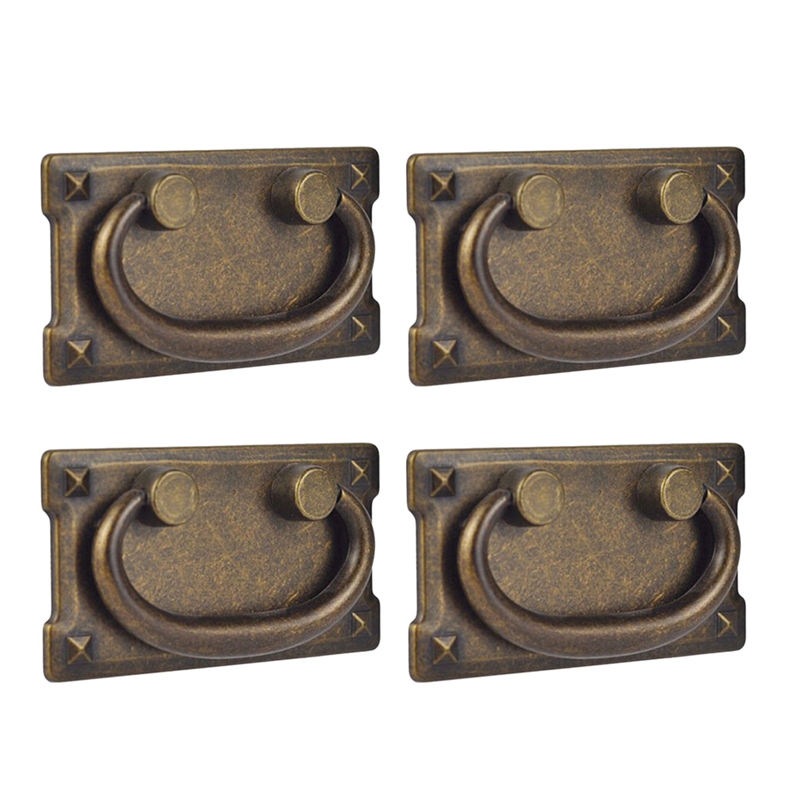Furniture Joint Hardware - 4Pcs Vintage Antique Bronze ลิ้นชักดึง Handles,ประตูตู้เฟอร์นิเจอร์ตกแต่ง