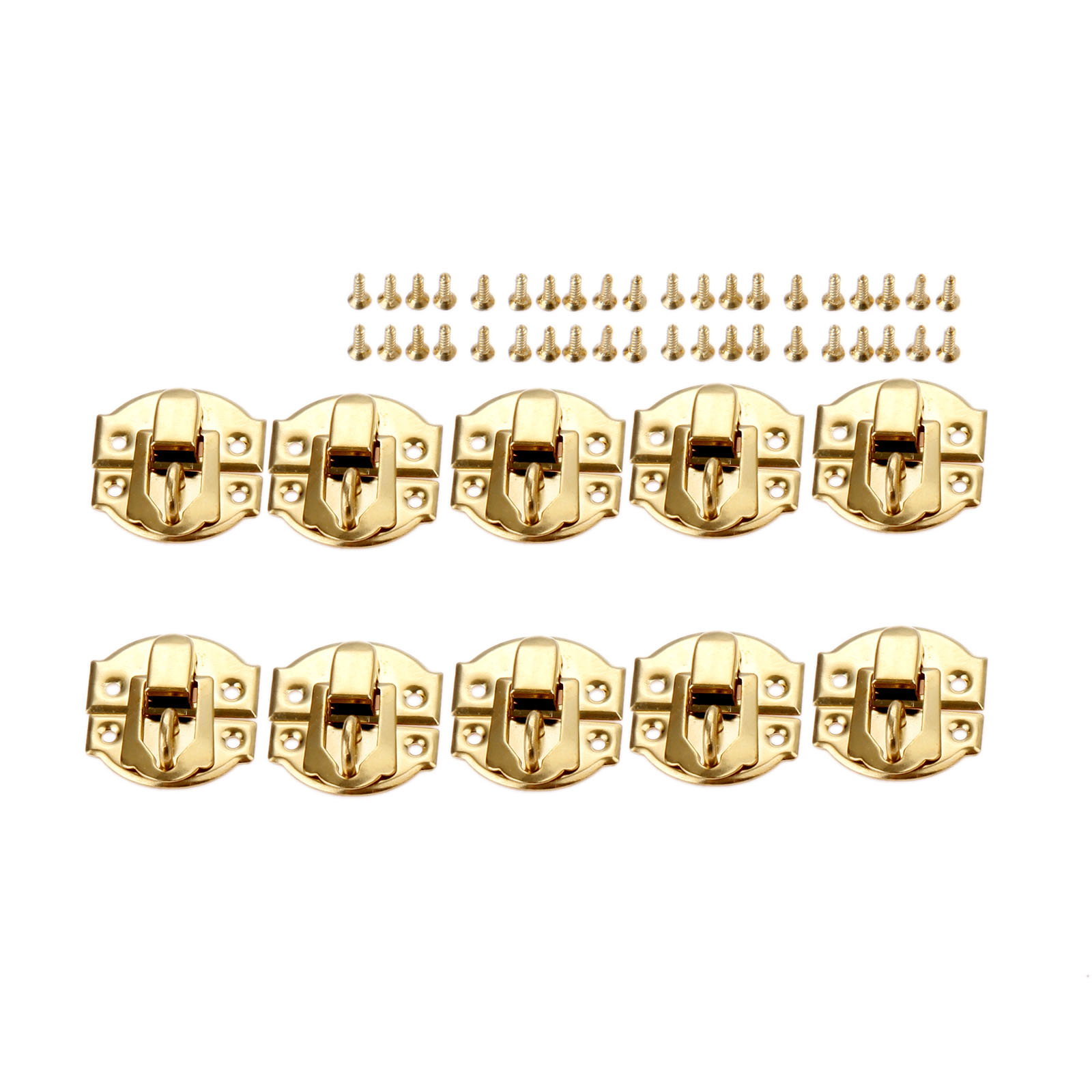 Furniture Hardware Screws - ตัวล็อคกล่องสีทอง 10 ชิ้น พร้อมสกรู ตัวล็อคกล่องเครื่องประดับโลหะผสม แผ่นล็อคขนาด