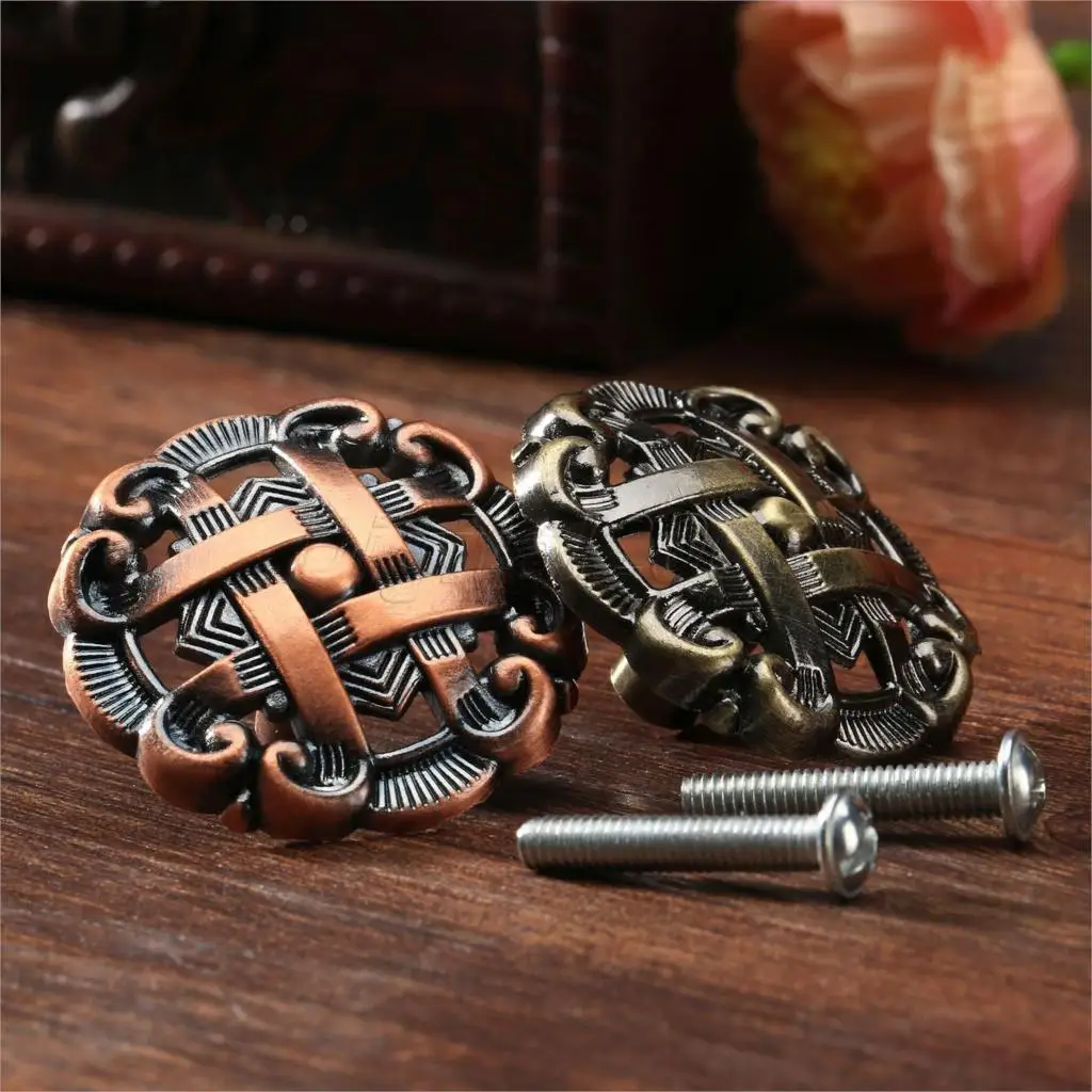Furniture Joint Hardware - Bowarepro Hollow Retro สังกะสีอัลลอยตู้ครัวตู้ลิ้นชักดึงตู้เสื้อผ้าลิ้นชักตู้ประตู Knob เฟอร์นิเจอร์มือจับและลูกบิด