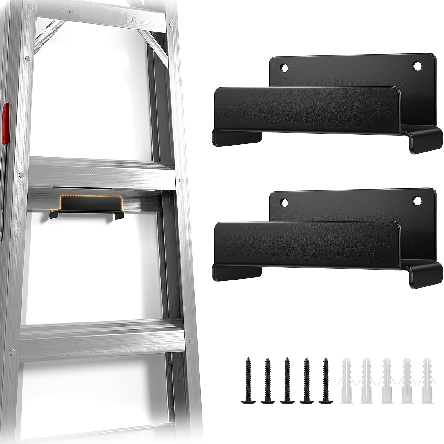 Furniture Hook Hardware - ตะขอแขวนบันไดติดผนังโรงรถ, ชั้นวางของติดผนังแบบแข็งแรงสำหรับบันไดพับและบันไดต่อ, เก้าอี้และเฟอร์นิเจอร์ลานบ้าน, อุปกรณ์จัดเก็บ