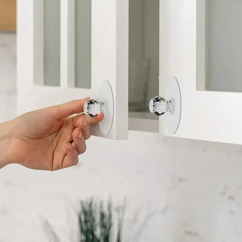 Furniture Hook Hardware - ลูกบิดประตูและตะขอแบบคริสตัลระยิบระยับ - ติดตั้งง่าย ติดตั้งด้วยกาวในตัว สำหรับลิ้นชักและเฟอร์นิเจอร์ -