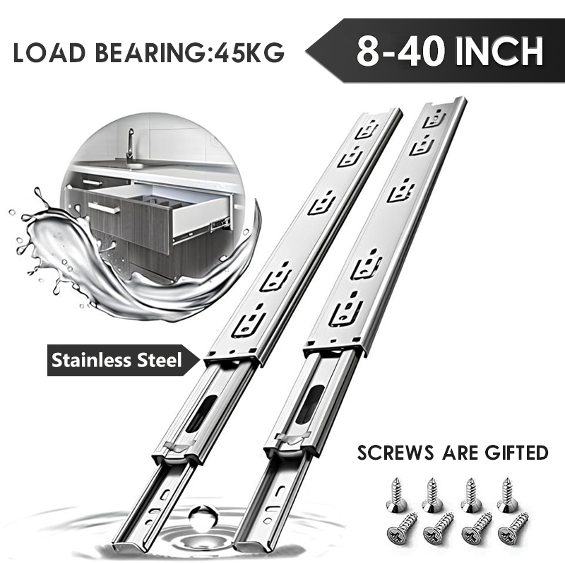 Drawer Slide Pair - AOLISHENG 1 คู่สแตนเลสลิ้นชักสไลด์ 8-40 นิ้ว 100